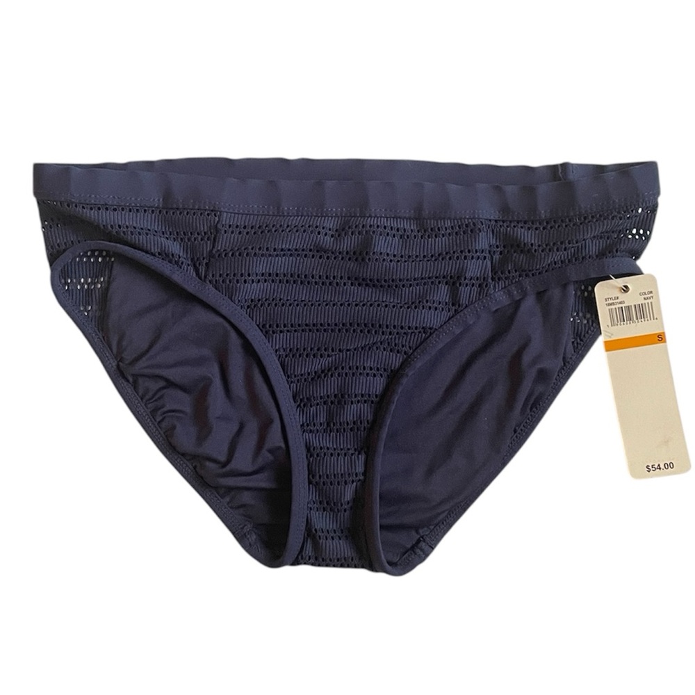 Anne Cole Women's Standard Crochet Bikini Swim Bottom Navy NWT